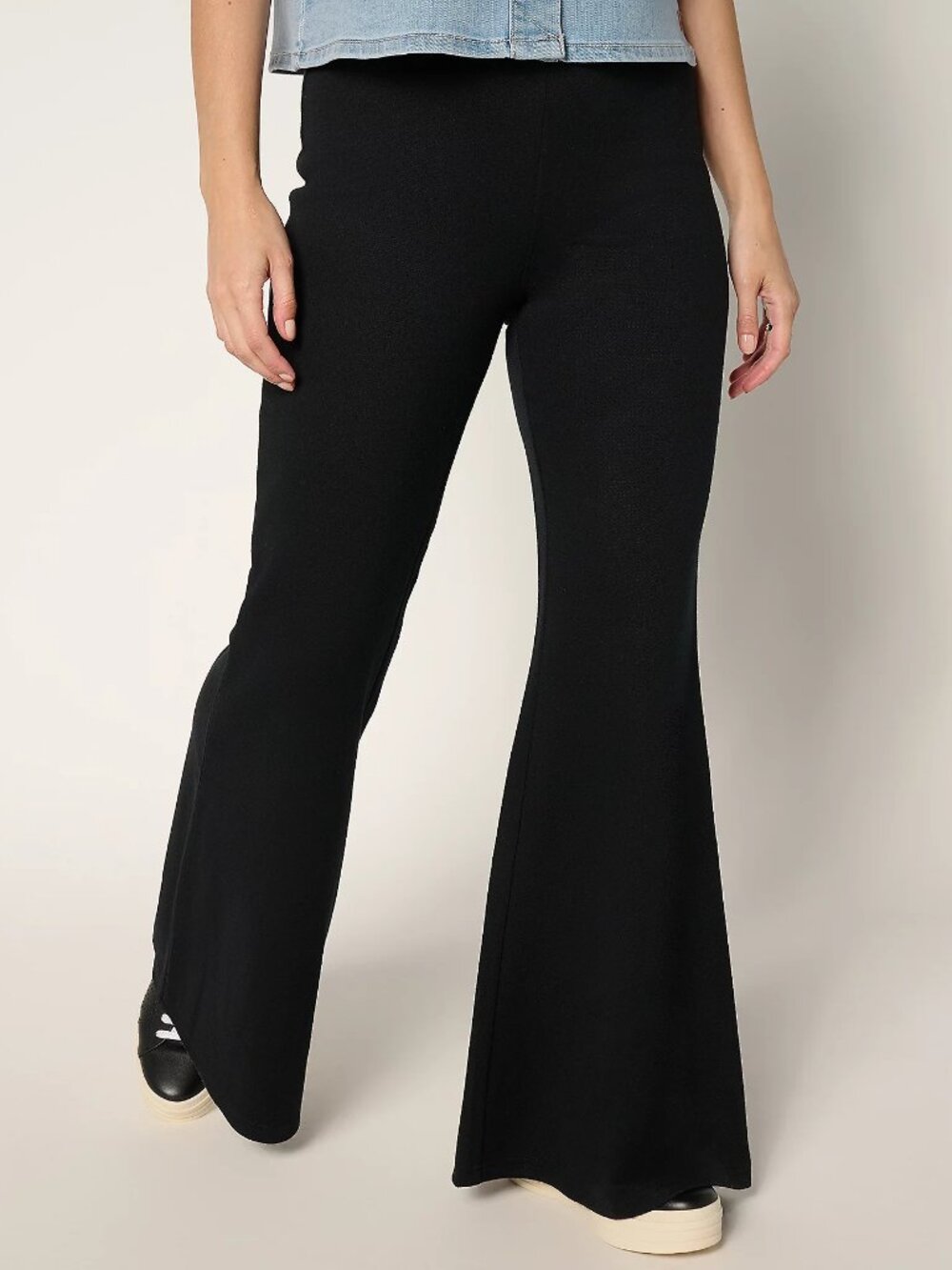 Peace Love World Petite Brushed Knit Pull-on Flare Pants, Blk Sz PL a702792